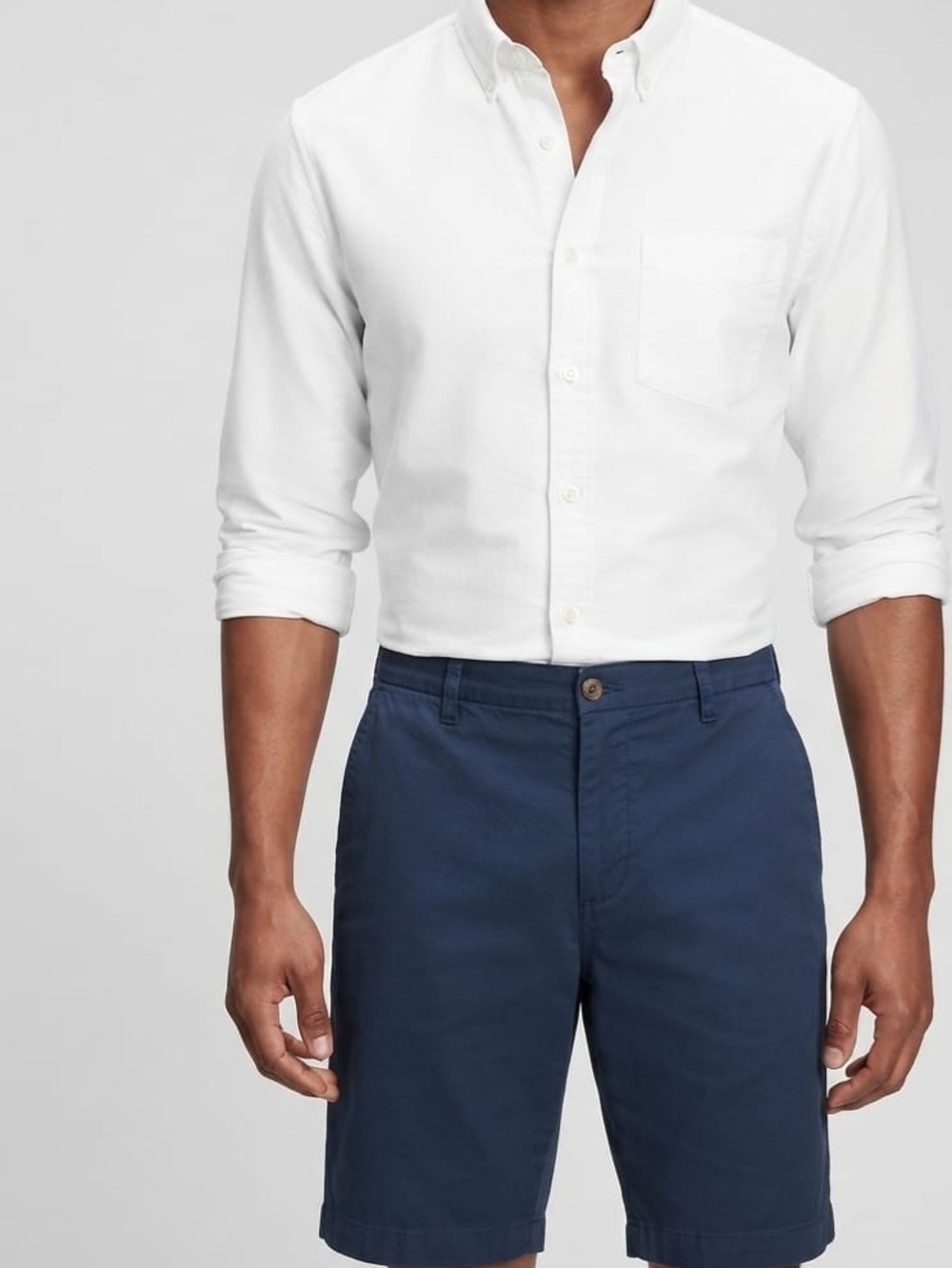GAP Men's Blue Cotton Stretch Chino Short Flat Front Button Slash Pockets 36 NWT